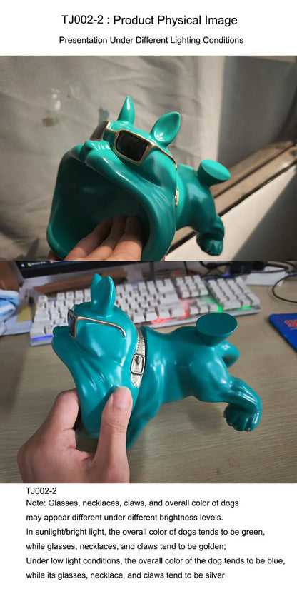 Resin Dog Statue Bulldog Statue Storage Tray Animal Decoration Resin Craft Art Sculpture Statue Dog Sculpture Home Decoration