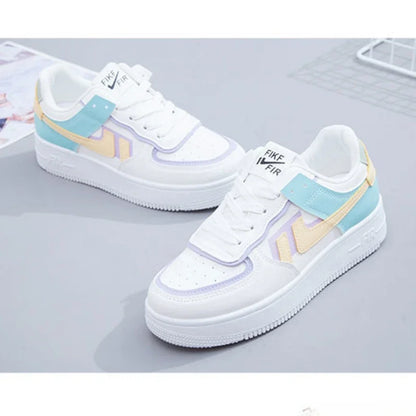 Fashionable Lace-up Flat Casual Shoes Comfortable Thick-soled Running Sneakers Round-toe Breathable/Wear-resistant Running Shoes