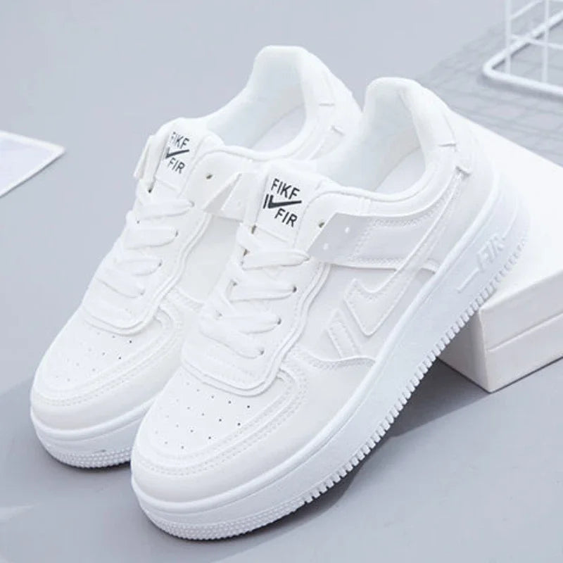 Fashionable Lace-up Flat Casual Shoes Comfortable Thick-soled Running Sneakers Round-toe Breathable/Wear-resistant Running Shoes