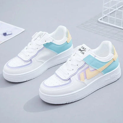 Fashionable Lace-up Flat Casual Shoes Comfortable Thick-soled Running Sneakers Round-toe Breathable/Wear-resistant Running Shoes
