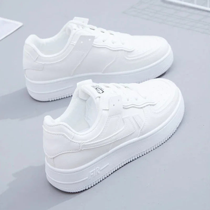 Fashionable Lace-up Flat Casual Shoes Comfortable Thick-soled Running Sneakers Round-toe Breathable/Wear-resistant Running Shoes
