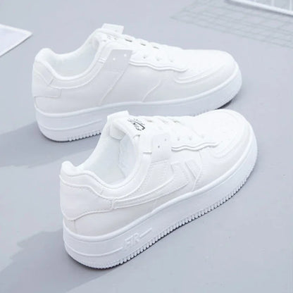 Fashionable Lace-up Flat Casual Shoes Comfortable Thick-soled Running Sneakers Round-toe Breathable/Wear-resistant Running Shoes