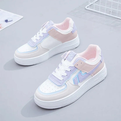 Fashionable Lace-up Flat Casual Shoes Comfortable Thick-soled Running Sneakers Round-toe Breathable/Wear-resistant Running Shoes